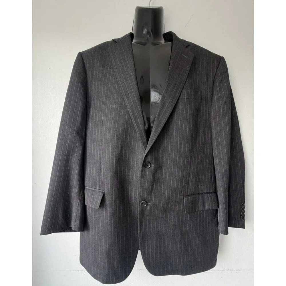 Brooks Brothers 1818 Madison 44L Gray Pinstripe Wool Sport Coat Blazer USA